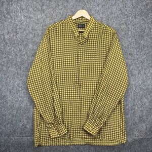 Vintage Bocci Italy 100% Silk Shirt Men's Large Yellow  Plaid Geomemtric